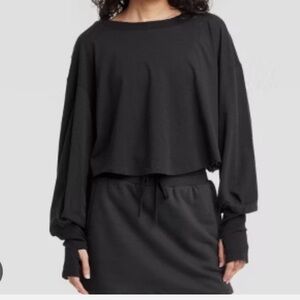 JoyLab Black cross back Long Sleeve Top